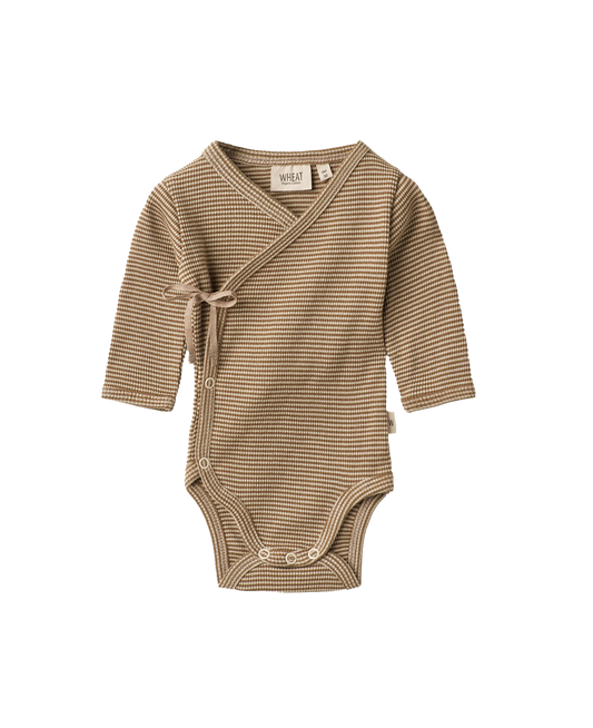 BODYSUIT WHEAT BEIGE RIB STRIPE