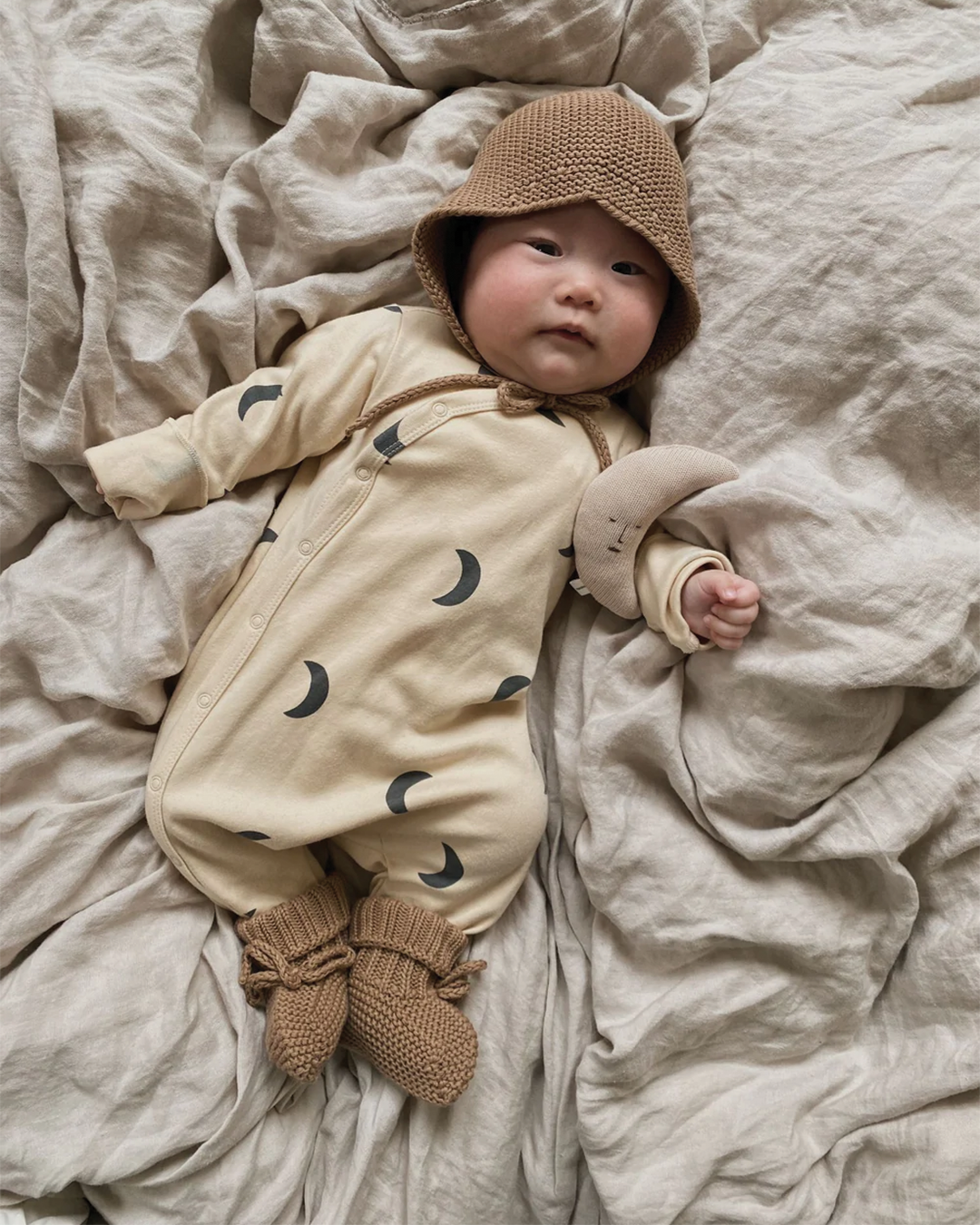 ONESIE ORGANIC ZOO PEBBLE MIDNIGHT